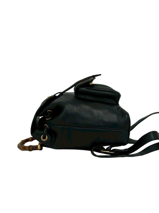 Gucci Vintage Bamboo Sherry Line Leather Mini Backpack Black main image 4